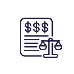 legal costs line icon, money for a lawsuit