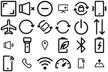 Set Of Linear Android Status Bar Vector Symbols Apps, Websites Ui Designs Suitable For Mode,Gps,Screen,Rotate,Phone Vector Icon Set Linear Pictogram Pack