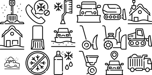 Set Of Winter Season Icons Web Header Banner Design Containing Snow,Truck,Winter,Snow-Plow,Snow-Removal Infographic Simple Vector Illustration Logo
