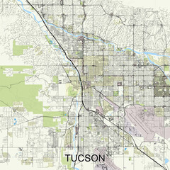Tucson, Arizona, United States map poster art