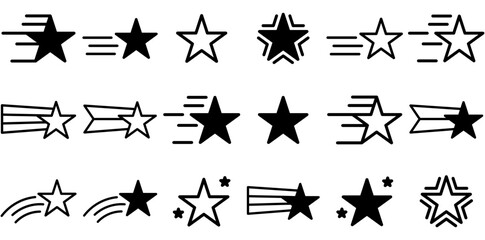 Mega Set Of Vector Stars Icons Silhouette Vector Logo Design Containing Five,Star,Points,Shooting,Stars Vector Icons Illustration Collection