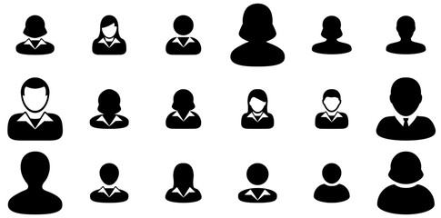 A Collection Of Person Icons Web Header Banner Design Containing Profile,Woman,Person,Female,Avatar Vector Illustration Linear Pictogram Pack