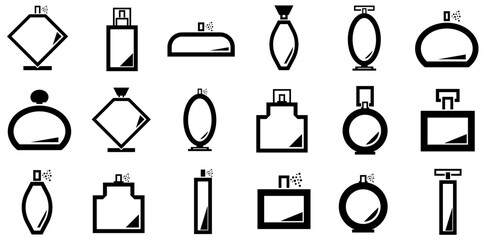 Mega Set Of Vector Perfume Bottles Vector Symbols Apps, Websites Ui Designs Suitable For Tester,Bottle,Fragrances,Perfume,Cologne Outline Icons Collection. Simple Vector Illustration