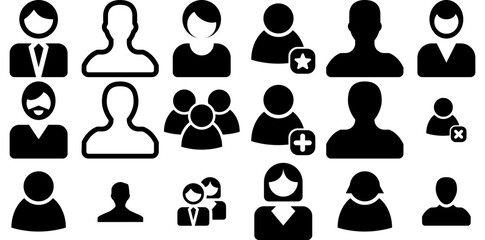 Set Of People Solid Icons Icons Web Header Banner Design Containing User,Profile,Associate,Entrepreneur,Social Pictograms And Infographics Design Elements Vector Illustration