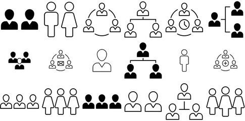 Set Of Linear People Icons Silhouette Vector Logo Design Containing Business,Hierarchy,People,User,Team Pictograms And Infographics Design Elements Vector Illustration