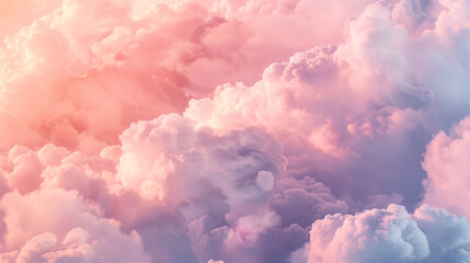 Dreamy pink and purple clouds in a serene sky