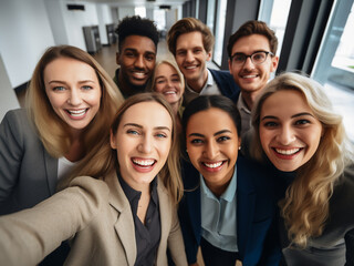 Office mates capture success with a cheerful selfie