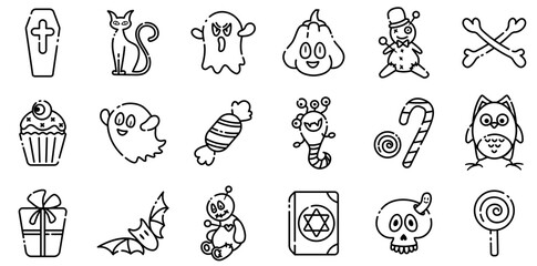 A Collection Of Halloween New Set Isolated Silhouette Solid Icons With Halloween,Horror,Character,Sweets,Candy Business Infographic Elements Logo Vector Illustration