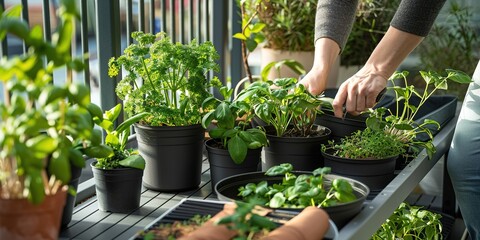 vegetable garden on the balcony and roof