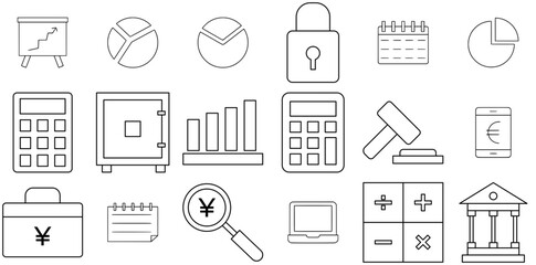 Mega Set Of Vector Finance Thin Line Set Icons Collection Isolated Silhouette Solid Icons Including Graph,Money,Business,Presentation,Maths Set Vector Flat Line Icons