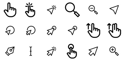 A Collection Of Cursor Icons Web Header Banner Design Containing Cursor,Mouse,Click,Arrow,Direction Vector Icons Illustration Collection
