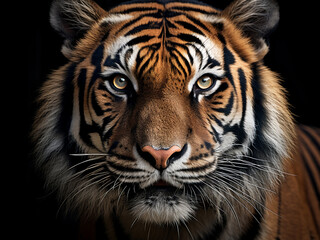 Fototapeta premium Striking tiger portrait highlights its majestic allure