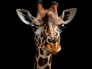 Obraz premium The head of a northern giraffe, with its three horns, captivates