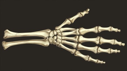 A drawing of a hand with a skeleton in the middle