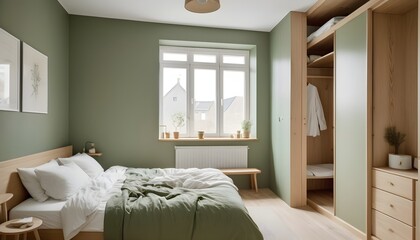 Fototapeta premium Scandinavian bedroom interior design bedroom