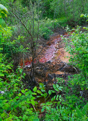 Toxic waste water, mining chemical residuals. Ecological disaster at Geamana, Romania, Europe