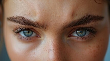 Obraz premium A woman with brown hair and blue eyes