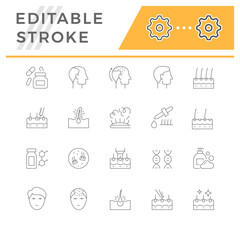 Set line icons of hair loss
