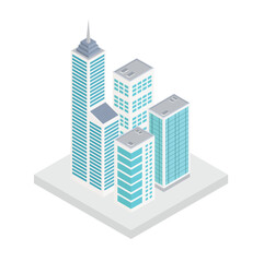 Fototapeta premium Isometric office building. Business skyscrapers vector design Illustration.