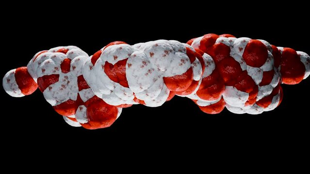 Glucagon-like peptide 1 (GLP1, 7-36) molecule, a potent antihyperglycemic hormone. A neuropeptide and an incretin, chemical structure. treatment of diabetes, Molecular surface, loop, 3d render