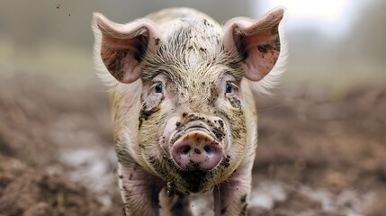 Playful Pigs Muddy Snout A Whimsical Farmyard Portrait