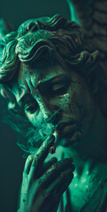 Fototapeta premium Sculpture smoking a cigarette.Minimal creative art and health concept.