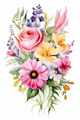painting watercolor flower background illustration floral nature. multicultural flower background for greeting cards weddings or birthdays. Copy space.