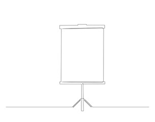 Continuous one line drawing of standing whiteboard. One line drawing illustration of whiteboard for explaining. Presentation for work concept continuous line art. Editable outline.