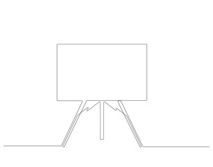 Continuous one line drawing of standing whiteboard. One line drawing illustration of whiteboard for explaining. Presentation for work concept continuous line art. Editable outline.