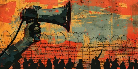 Political Protest and Barbed Wire Illustration