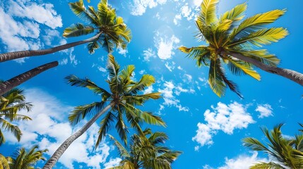 Tranquil Palm Trees Basking in a Beautiful Blue Sky