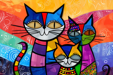 Colorful family cat