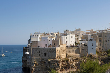 Polignano a Mare Famous Beach, Lama Monachile, famous beach in seaside city in Bari, Puglia, Italy....