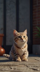 A playful cat explores different vantage points, climbing a wall, window, and resting on the sill