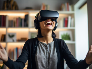 Engaged in her work, a young Asian woman smiles while using gadgets