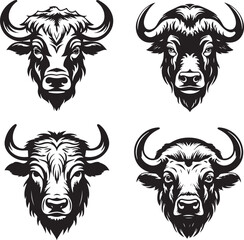 Buffalo Head Vector Set