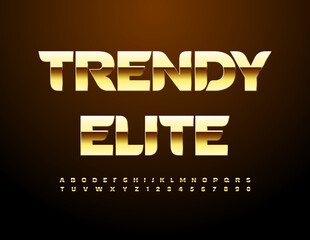 Vector Trendy Elite Alphabet Letters and Numbers set. Stylish Gold Font.