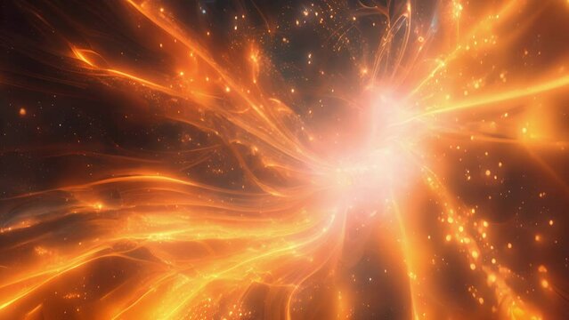Vibrant bursts of light and energy emanate from intersecting particles at the Planck Scale.