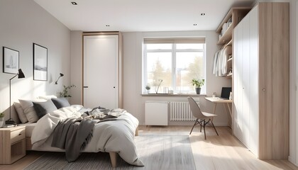 Fototapeta premium Scandinavian bedroom interior design bedroom