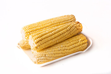 corn natural food healthy delicious vegan cooked green corn isolated on transparent white background