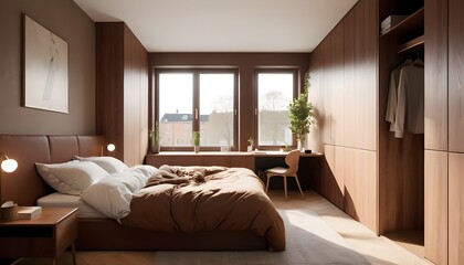 Fototapeta premium Scandinavian bedroom interior design bedroom
