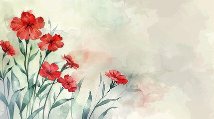 painting watercolor flower background illustration floral nature. red flower background for greeting cards weddings or birthdays. Flowers on a dark background. Copy space.