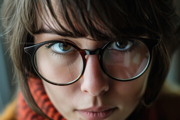 Fototapeta premium Close-Up Portrait of a Woman with Glasses and Short Hair