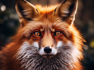 Fototapeta premium A striking close-up captures the intense gaze of a fox