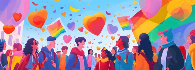 4. **Community Support**: Capture a heartwarming scene of LGBTQ+ allies standing in solidarity with the community during a pride parade or event, leaving space for a caption that celebrates the