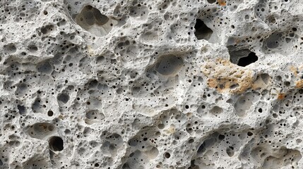 Closeup of a perforated rock, displaying unique features and texture