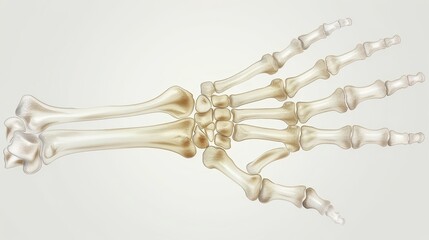 A skeleton hand is shown in a white background