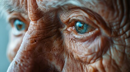 A woman with long eyelashes and blue eyes