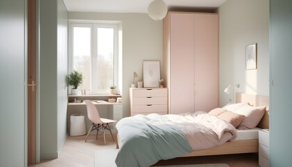 Fototapeta premium Scandinavian bedroom interior design bedroom