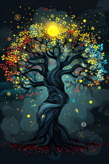 A tree of life representing strength, growth and power of genus. Creative illustration.